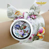 Montre foulard pour femme tissu blanc fleuri