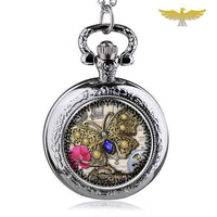 MONTRE PENDENTIF PAPILLON PIERRES PRÉCIEUSES