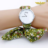 Montre foulard tissu bleu fleuri