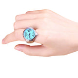 Bague montre pour femme bleu à quartz