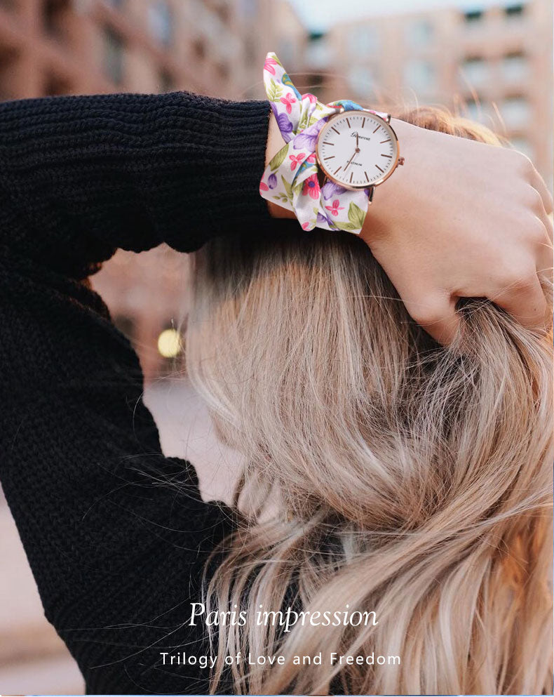 Montre foulard motif floral