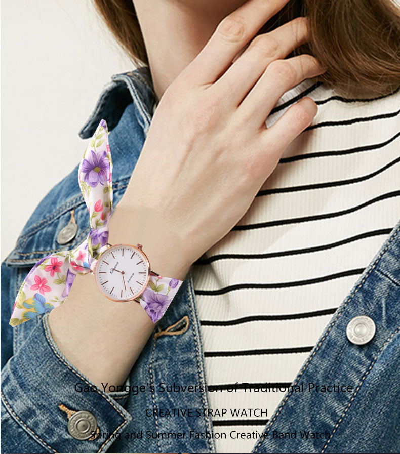 Montre foulard motif floral