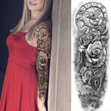 Tatouage montre gousset femme roses et cadenas en cœur