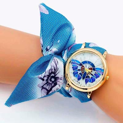 Montre foulard à papillons