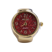 Montre bague de doigt pailletée rouge