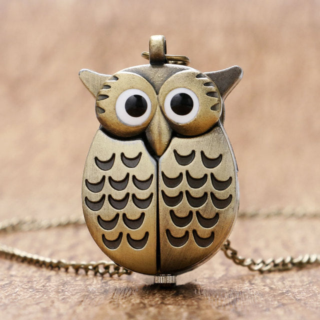 Montre collier hibou pendentif rétro