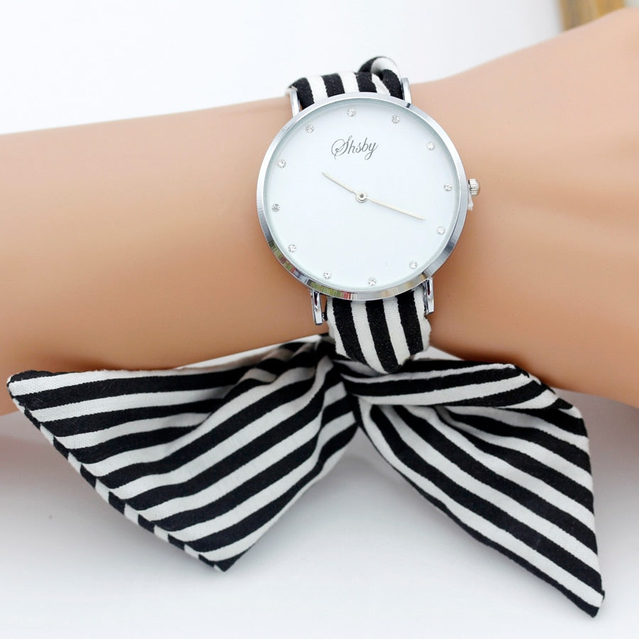 Montre foulard tissu rayures