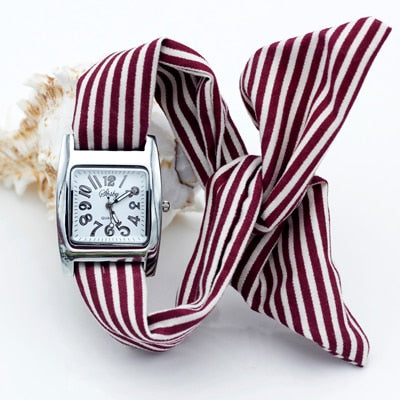 Montre foulard à rayures