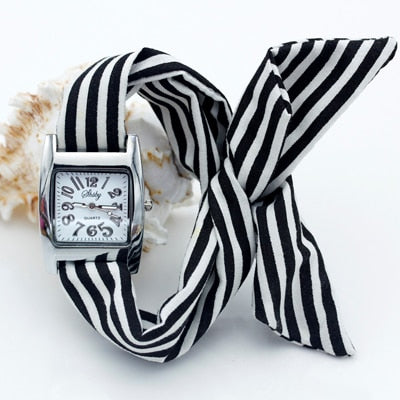 Montre foulard à rayures