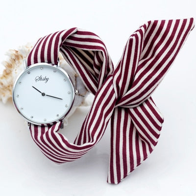 Montre foulard tissu rayures