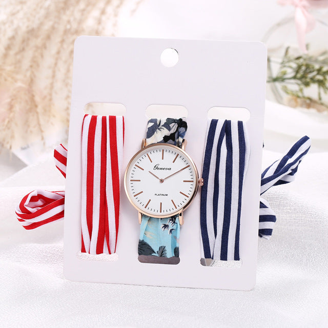 Montre foulard 3 bracelets interchangeables