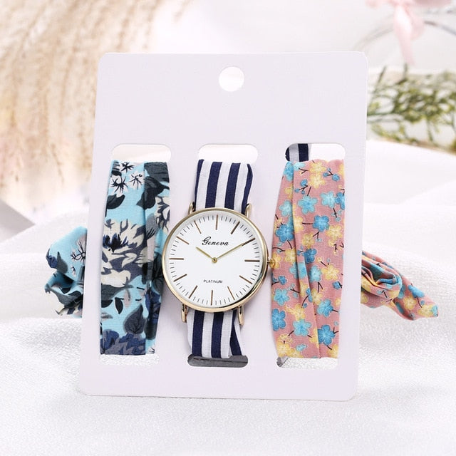 Montre foulard 3 bracelets interchangeables