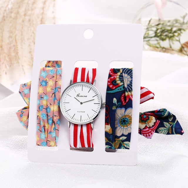 Montre foulard 3 bracelets interchangeables