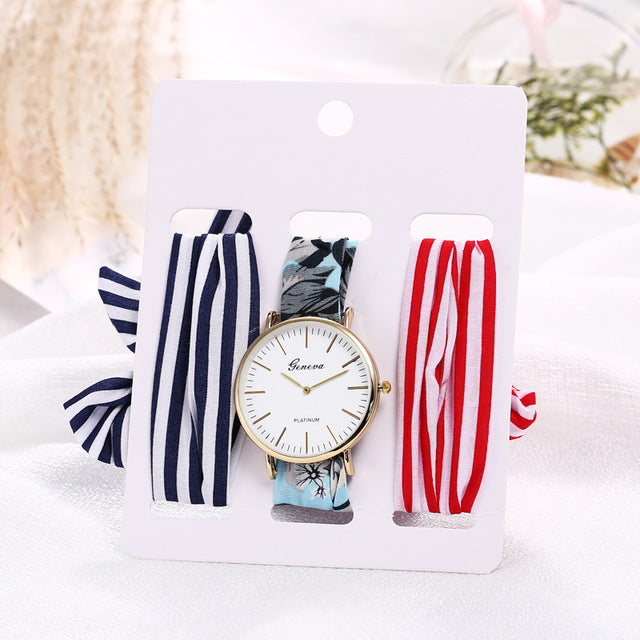 Montre foulard 3 bracelets interchangeables