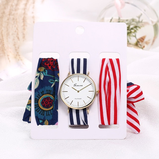 Montre foulard 3 bracelets interchangeables