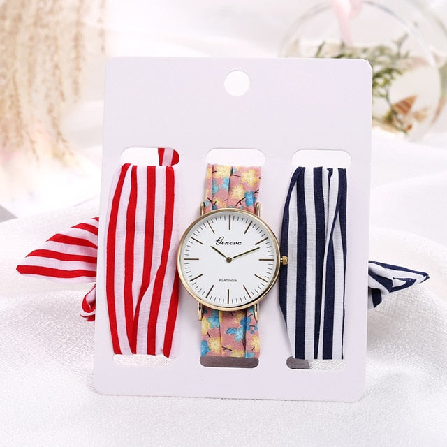 Montre foulard 3 bracelets interchangeables