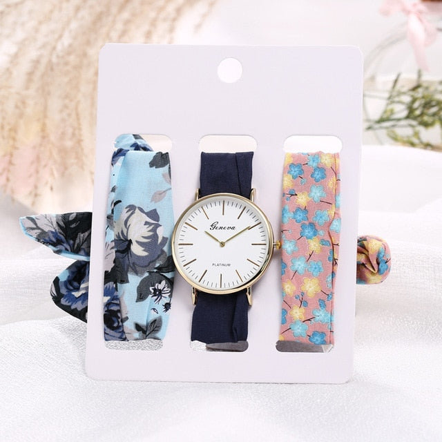 Montre foulard 3 bracelets interchangeables