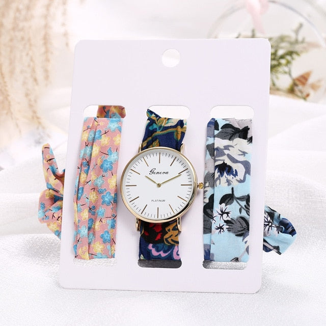 Montre foulard 3 bracelets interchangeables