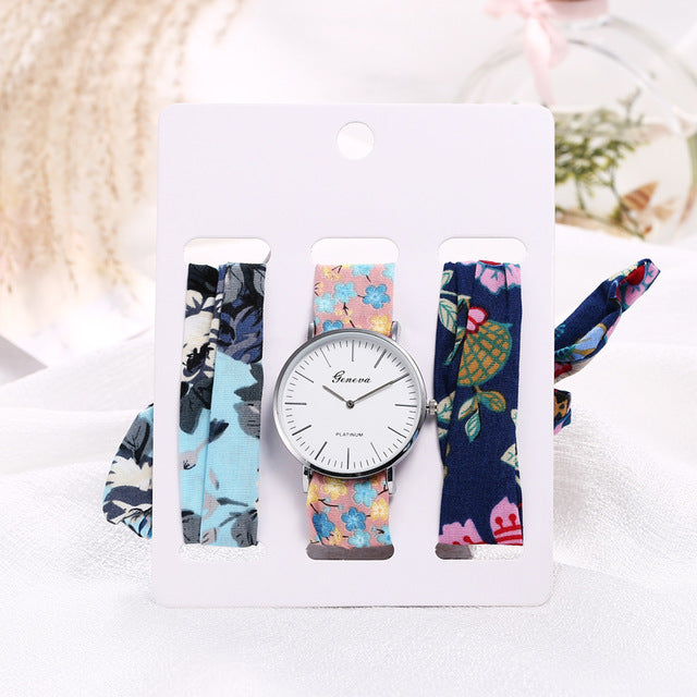 Montre foulard 3 bracelets interchangeables