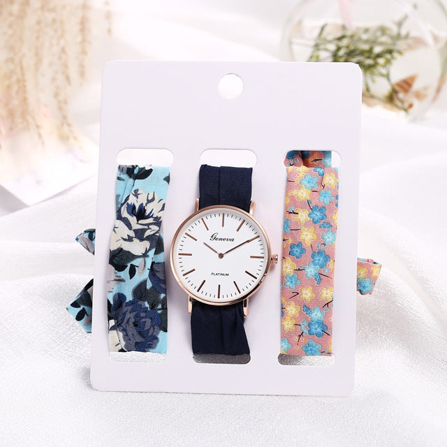 Montre foulard 3 bracelets interchangeables