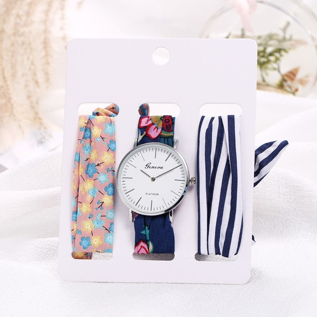 Montre foulard 3 bracelets interchangeables