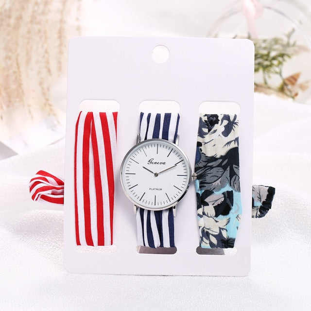 Montre foulard 3 bracelets interchangeables