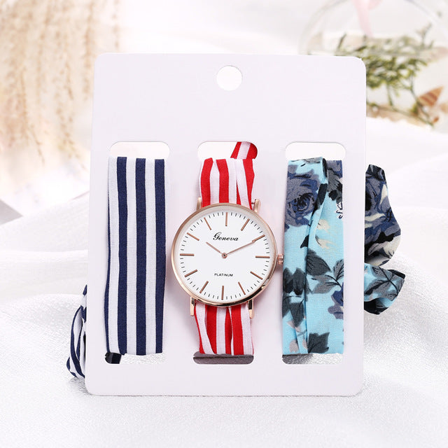 Montre foulard 3 bracelets interchangeables