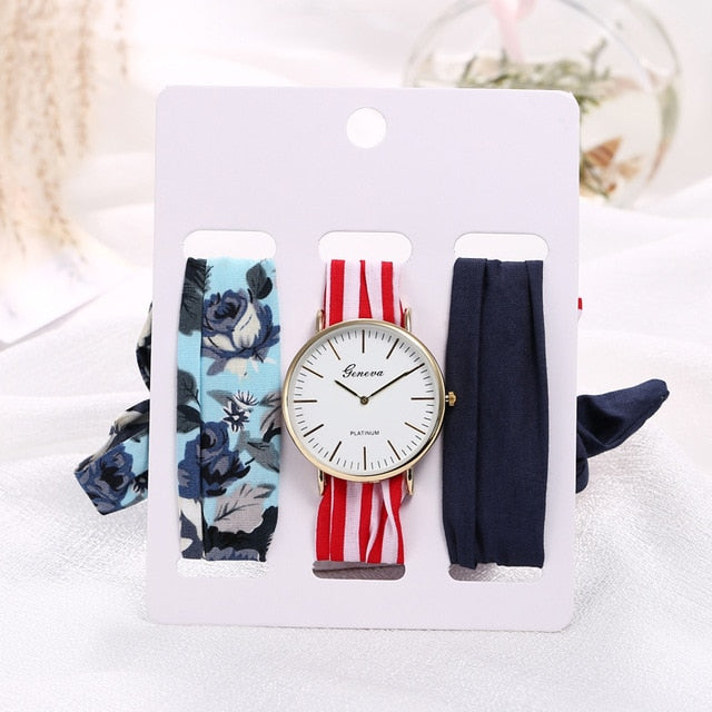 Montre foulard 3 bracelets interchangeables