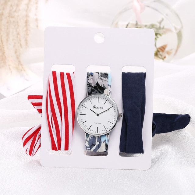 Montre foulard 3 bracelets interchangeables