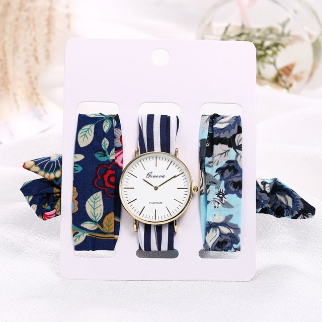 Montre foulard 3 bracelets interchangeables