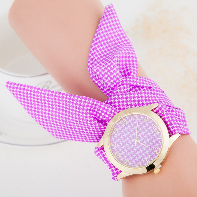 Montre foulard motif pied de poule