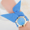 Montre foulard motif pied de poule Bleu