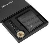 Coffret cadeau montre à gousset avec chaine et portefeuille