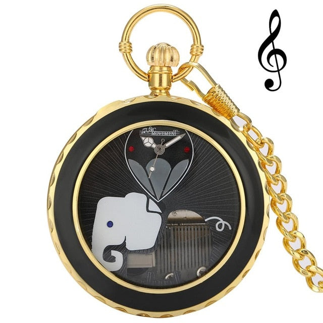 Montre à gousset musicale Gold Elephant