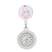 Montre infirmière médicale stethoscope cardiogramme silicone extensible rétractable à clip