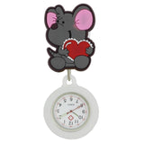 Montre infirmière médicale animal kawaii silicone extensible rétractable à clip