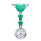 Montre infirmière coeur quartz acier à clip Vert