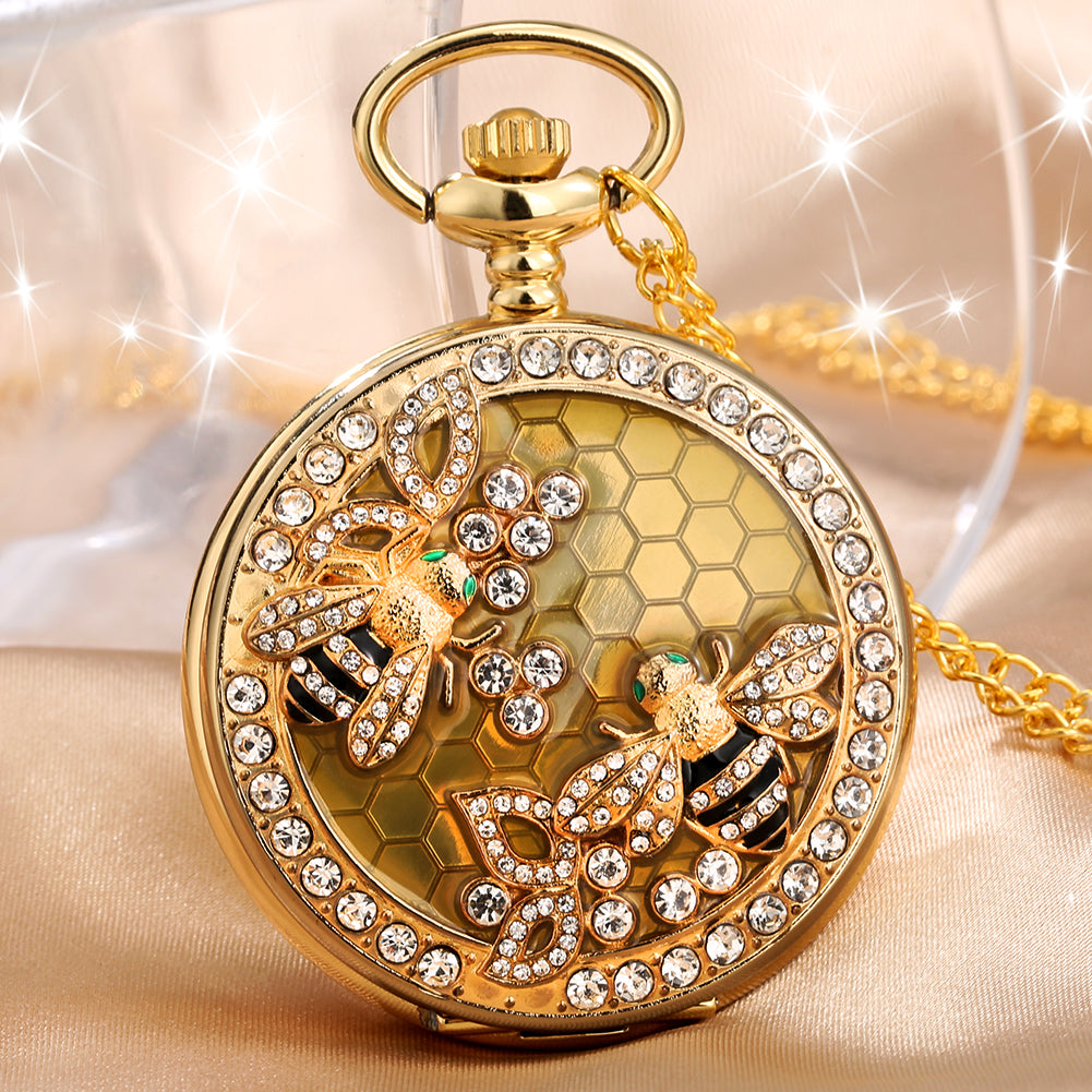 Montre gousset à collier abeilles