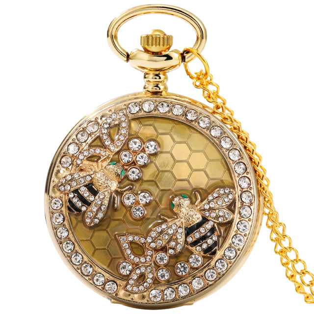 Montre gousset à collier abeilles