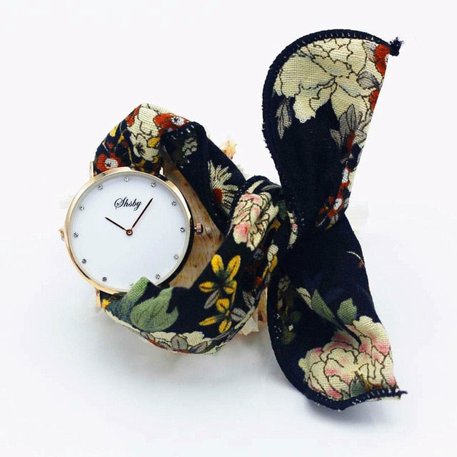 Montre foulard boitier or