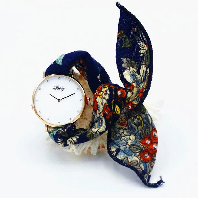 Montre foulard boitier or