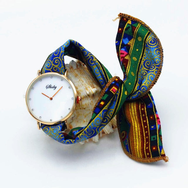 Montre foulard boitier or