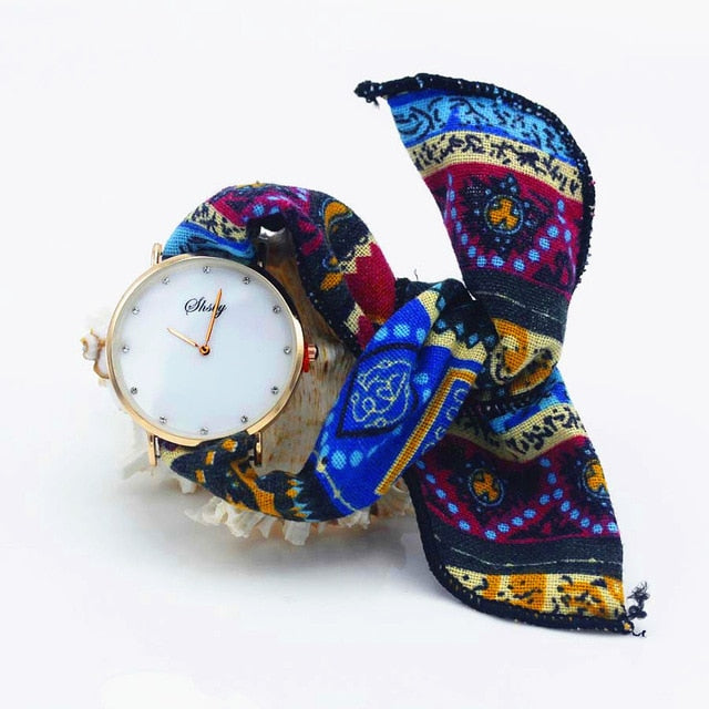 Montre foulard boitier or