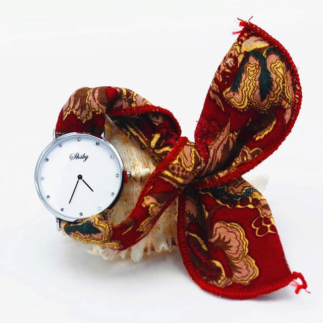 Montre foulard boitier argent