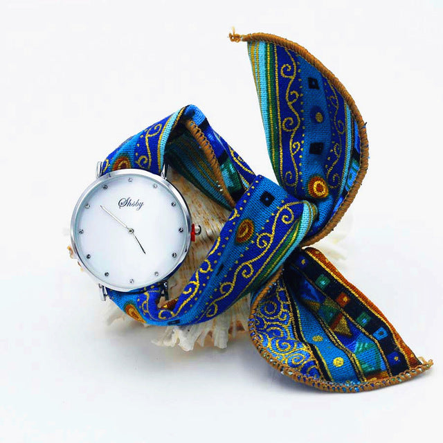 Montre foulard boitier argent