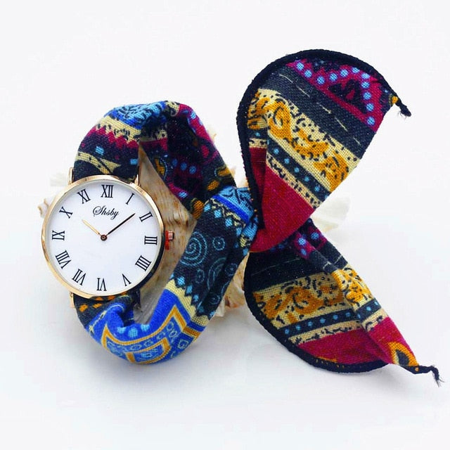 Montre foulard imprimé