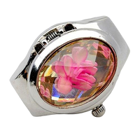 Bague montre à fleur rose