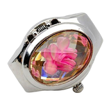 Bague montre à fleur rose