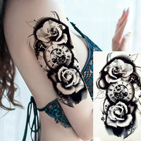 TATOUAGE MONTRE À GOUSSET ROSE ET PERLES