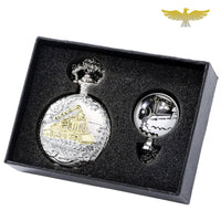 Coffret-cadeau montre à gousset argent train